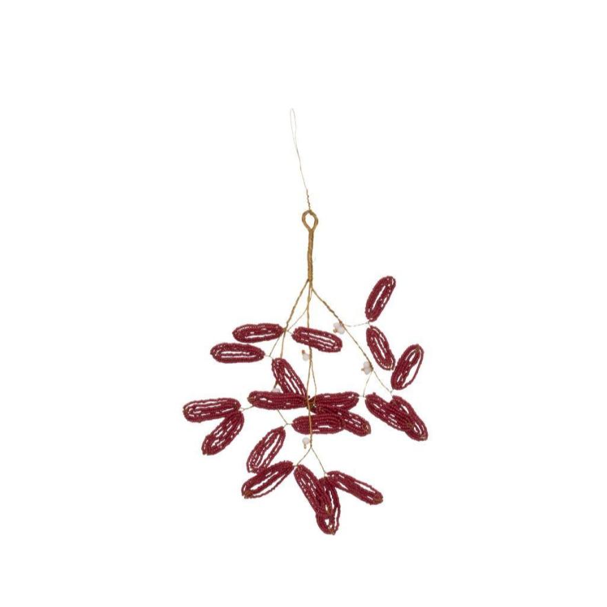 Kersthanger - Beads Foliage Burgundy