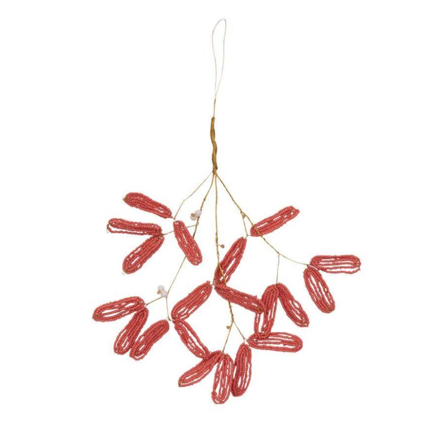 Kersthanger - Beads Foliage Coral