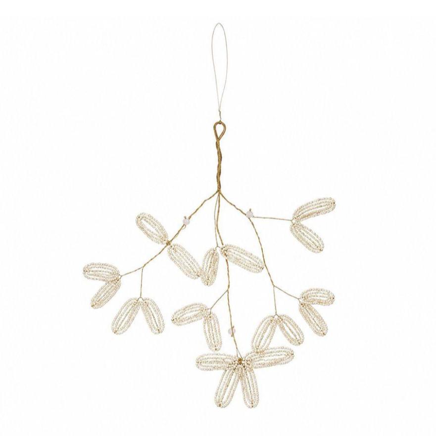 Kersthanger - Beads Foliage Ecru